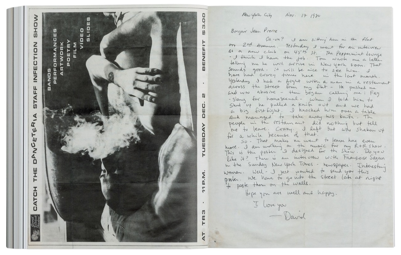 WOJNAROWICZ, David  - David Wojnarowicz. Dear Jean Pierre